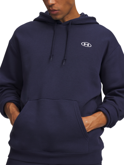 Under Armour Men's Cotton Rich Rival Hoodie, Midnight Navy / / Wh - view 2, Midnight Navy / / Wh