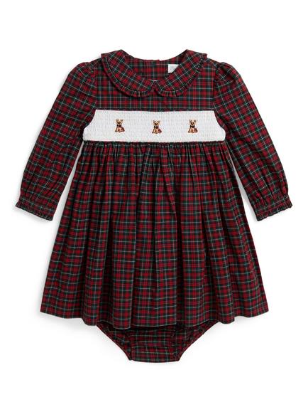 Ralph Lauren Baby Cotton Dress Set, Green-Red Tartan, #39 Green-red Tartan