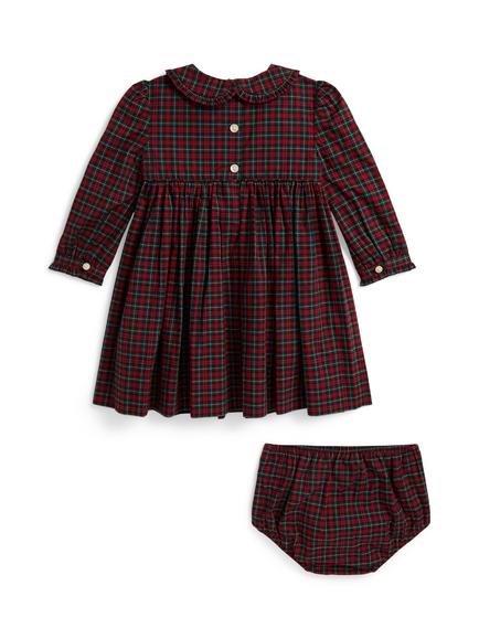 Ralph Lauren Baby Cotton Dress Set, Green-Red Tartan - view 2, #39 Green-red Tartan
