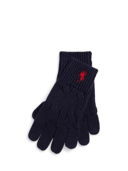 Ralph Lauren Kids' Cable Knit Cotton Gloves, Rl Navy, Rl Navy