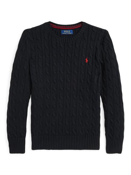 Ralph Lauren Kids' Cotton Cable Knit Jumper, Polo Black