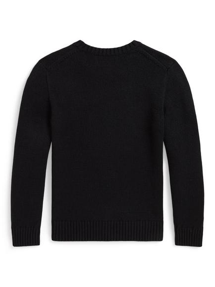 Polo Ralph Lauren Kids' Crew Neck Polo Bear Jumper, Polo Black - view 2, Polo Black