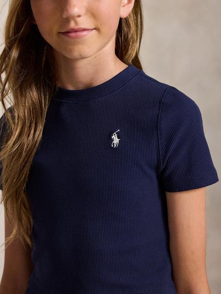Polo Ralph Lauren Kids' Cotton Crew Neck T-Shirt, Refined Navy - view 2, Refined Navy