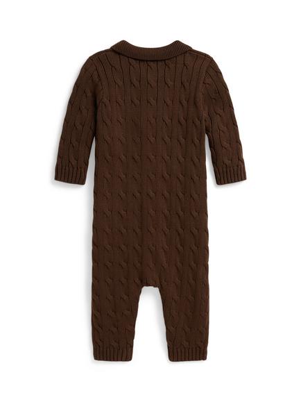 Ralph Lauren Baby Cable Knit Bodysuit, Chocolate Mousse - view 2, Chocolate Mousse