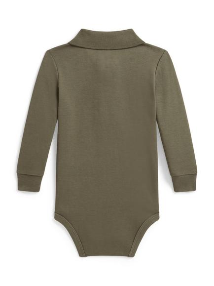Ralph Lauren Baby Cotton Interlock Bodysuit, Cruise Olive - view 2, Cruise Olive