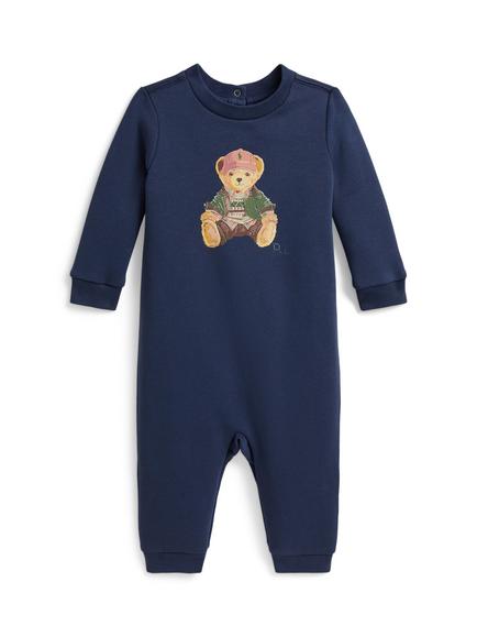 Ralph Lauren Baby Cotton Blend Polo Bear Sleepsuit, Rustic Navy, Rustic Navy