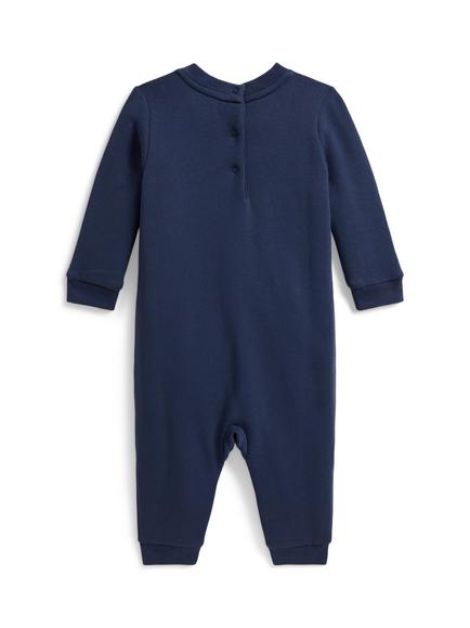 Ralph Lauren Baby Cotton Blend Polo Bear Sleepsuit, Rustic Navy - view 2, Rustic Navy