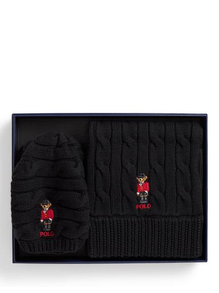 Ralph Lauren Kids' Hat and Scarf Gift Set, Polo Black, Polo Black