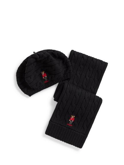 Ralph Lauren Kids' Hat and Scarf Gift Set, Polo Black - view 2, Polo Black