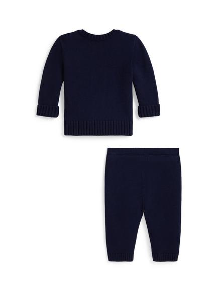 Ralph Lauren Baby Knitted Jumper and Trouser Set, Navy - view 2, Refined Navy