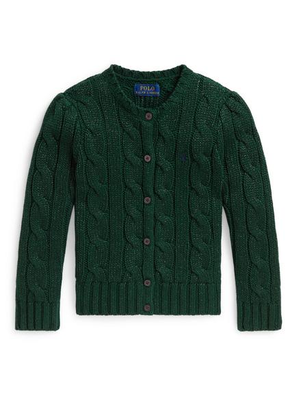 Ralph Lauren Kids' Cable Knit Cardigan, Moss Agate, Moss Agate