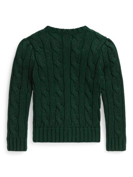 Ralph Lauren Kids' Cable Knit Cardigan, Moss Agate - view 2, Moss Agate