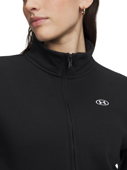 Under Armour Rival Half Zip Cotton Blend Top, Ultimate Black / / W - view 2, Ultimate Black / / W