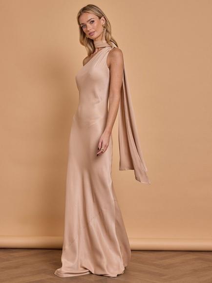Maids to Measure Cressida Tie Neck Bridesmaid Dress - view 2, Mocha