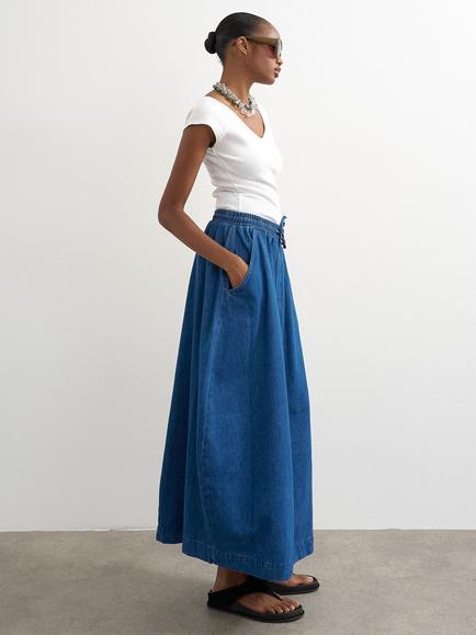 Topshop Denim Maxi Skirt, Blue, Blue