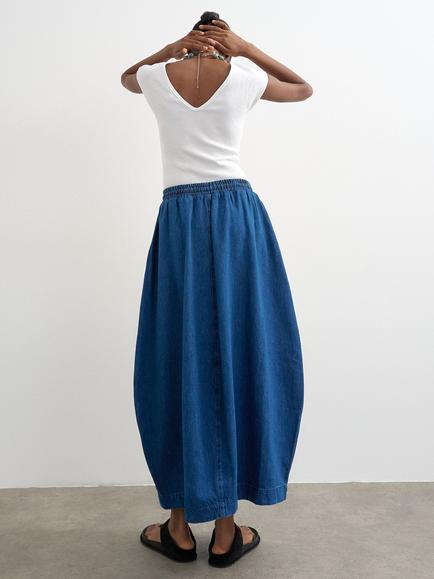 Topshop Denim Maxi Skirt, Blue - view 2, Blue