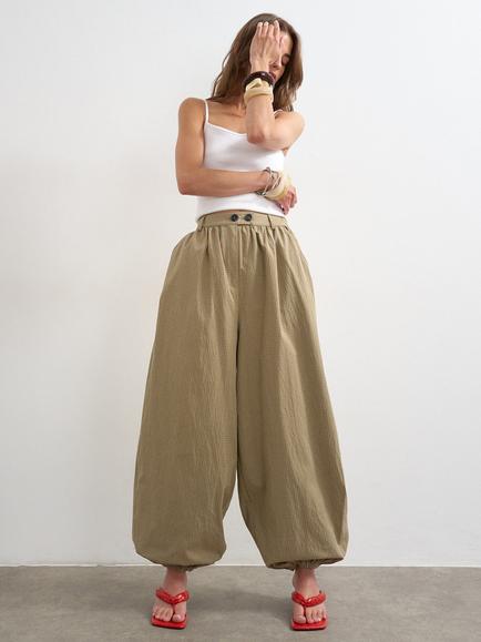 Topshop Wide Leg Balloon Ankle Trousers, Beige, Beige