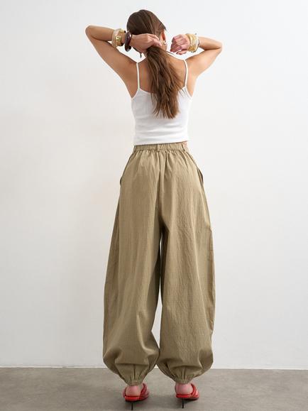 Topshop Wide Leg Balloon Ankle Trousers, Beige - view 2, Beige