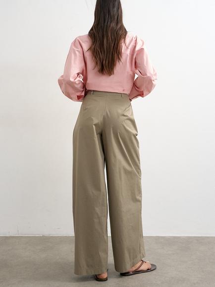 Topshop Wide Leg Wrap Waist Cotton Tech Trousers, Light Brown - view 2, Light Brown