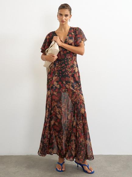 Topshop Sleeveless Floral Lace Tiered Maxi Dress, Red, Red