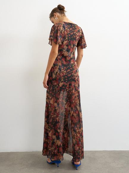 Topshop Sleeveless Floral Lace Tiered Maxi Dress, Red - view 2, Red