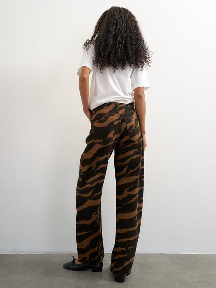 Topshop Zebra Print Barrel Leg Jeans, Brown/Multi - view 2, Brown Multi