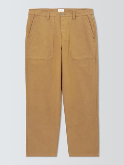 John Lewis Straight Fit Utility Trousers, Brown, Brown