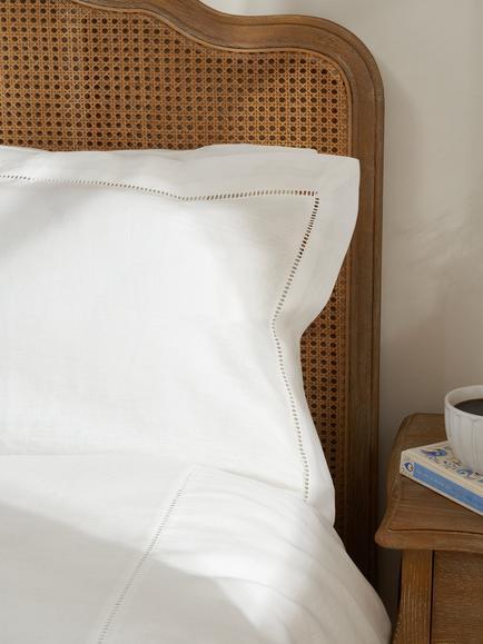 Truly Linen Ladder Detail Bedding, White