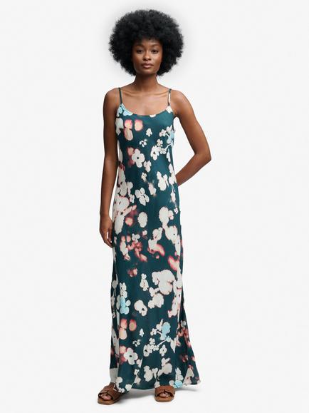 Superdry Floral Print Maxi Slip Dress, Ink Cherry Blossom, Ink Cherry Blossom