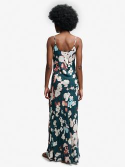 Superdry Floral Print Maxi Slip Dress, Ink Cherry Blossom - view 2, Ink Cherry Blossom