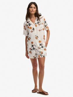 Superdry Printed Beach Shorts, Cream, Cream