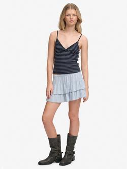 Superdry Printed Tiered Mini Skirt, Blue