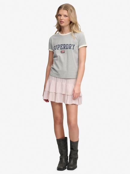 Superdry Printed Tiered Mini Skirt, Pink