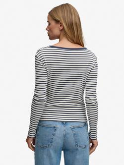 Superdry Athletic Essentials Striped Long Sleeve Top, Navy - view 2, Navy
