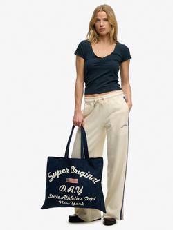 Superdry Graphic Cotton Tote Bag, Navy/Off White - view 2, Navy/Off White