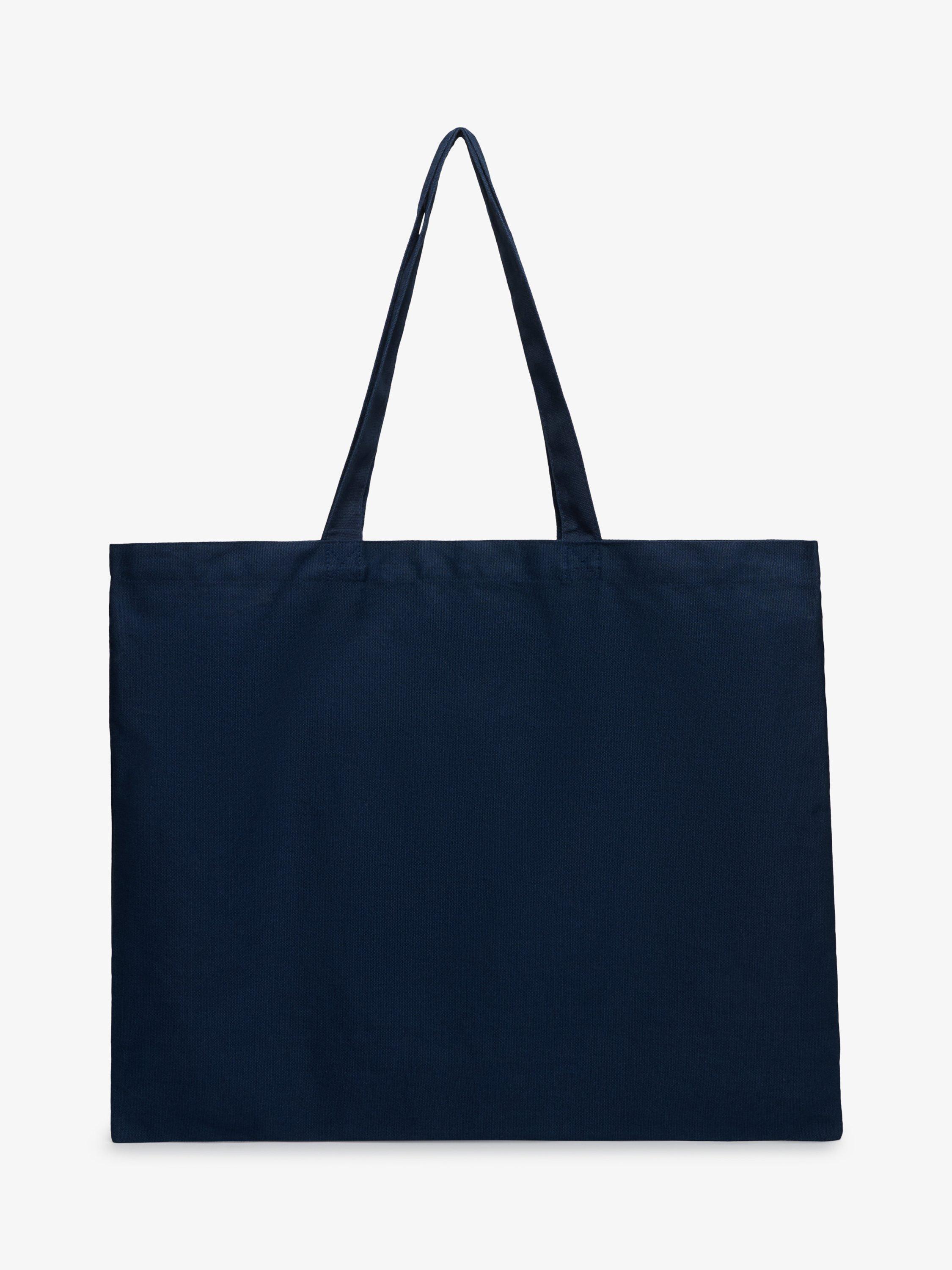 Superdry Graphic Cotton Tote Bag, Navy/Off White