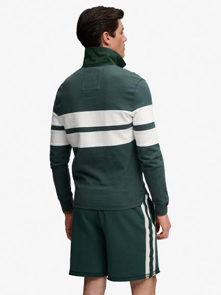 Superdry Vintage Athletic Stripe Rugby Top, Green - view 2, Green