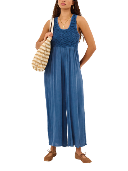 Accessorize Crochet Top Jumpsuit, Navy, Navy