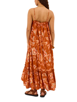 Accessorize Floral Frill Maxi Dress, Rust - view 2, Rust