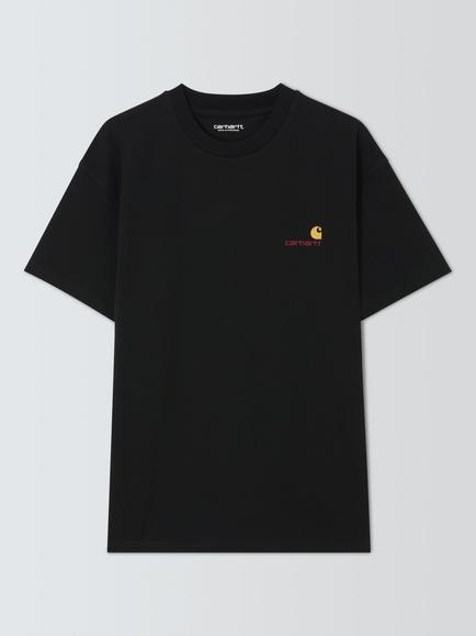 Carhartt WIP American Script Crew Neck Cotton T-Shirt, Black, Black