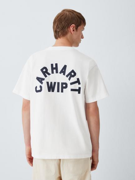 Carhartt WIP Arch Script Crew Neck Cotton T-Shirt, White/Navy - view 2, White/Navy