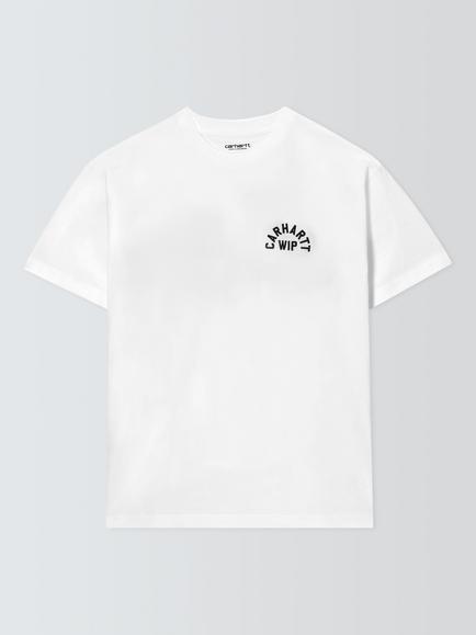 Carhartt WIP Arch Script Crew Neck Cotton T-Shirt, White/Navy, White/Navy