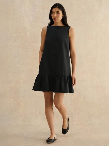 Hobbs Ilana Linen Dress, Black, Black