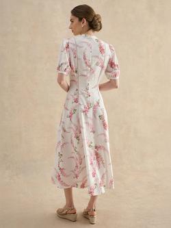 Hobbs Matilda Floral V-Neck Dress, White - view 2, White