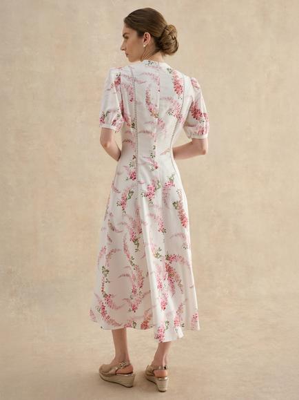 Hobbs Matilda Floral V-Neck Dress, White - view 2, White