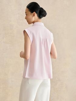 Hobbs Dahlia Linen Blend Collared Sleeveless Blouse, Pink - view 2, Pink