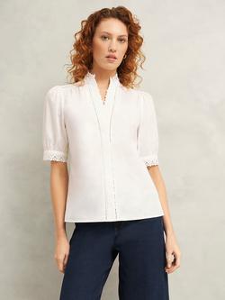 Hobbs Karis Lace Detail Blouse, White, White