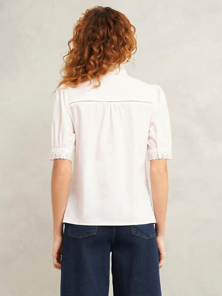 Hobbs Karis Lace Detail Blouse, White - view 2, White