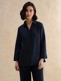 Hobbs Marlene Linen Relaxed Fit Shirt, Blue, Blue
