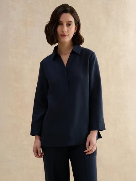 Hobbs Marlene Linen Relaxed Fit Shirt, Blue, Blue